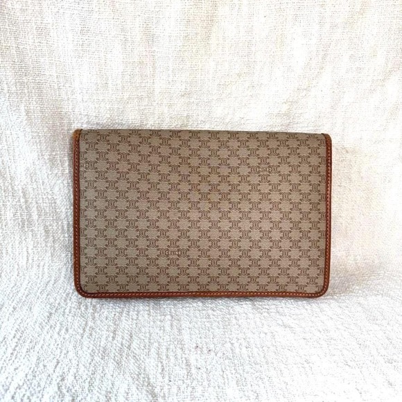 Vintage Celine Macadam Pattern Clutch Pouch Leather PVC - Picture 2 of 9